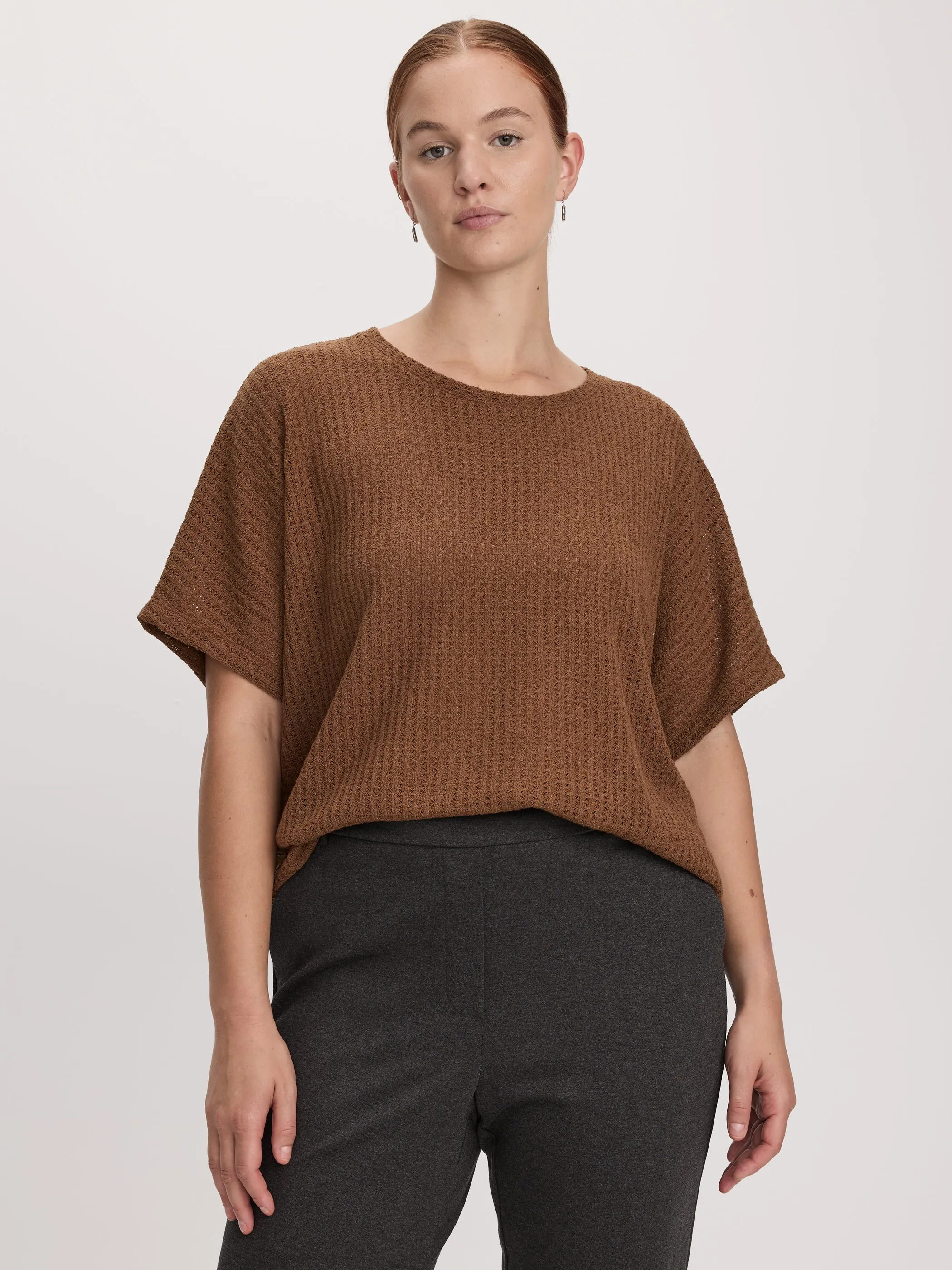 Short-Sleeve Crew-Neck T-Shirt with Pointelle Stitches sold by Reitmans product image thumbnail 5