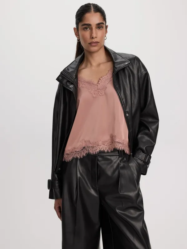 Belted Faux Leather Jacket made by Reitmans