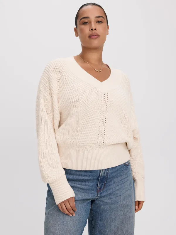 Long-Sleeve V-Neck Sweater made by Reitmans