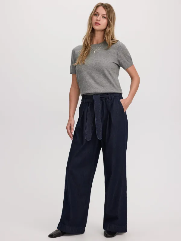 Wide-Leg High-Rise Jean with Sash made by Reitmans