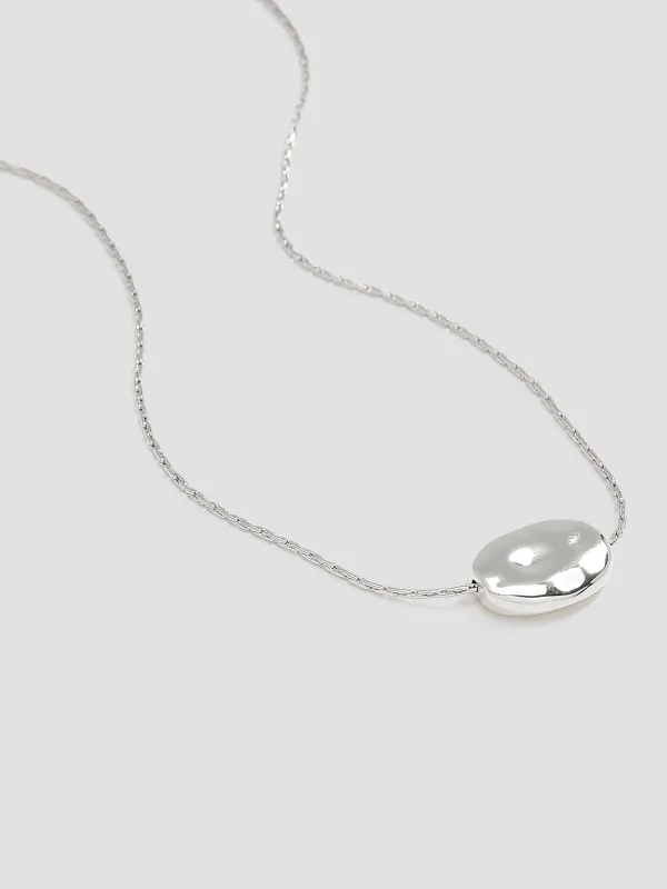 Short Necklace with Stainless Steel Textured Pendant made by Reitmans