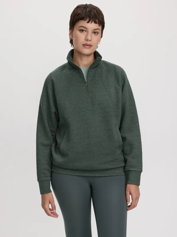 Long-Sleeve Half-Zip Mock-Neck Textured Top made by Reitmans