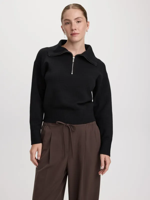 Long-Sleeve Half-Zip Mock-Neck Sweater made by Reitmans