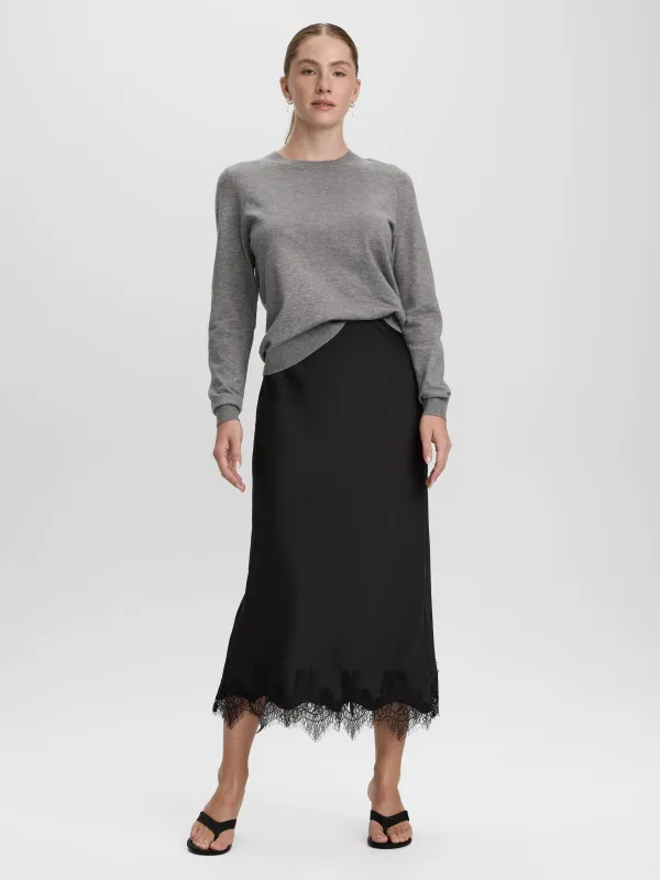 Satin Midi Skirt with Lace Trim made by Reitmans