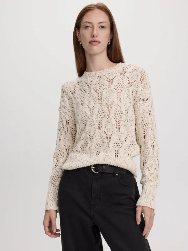 Long-Sleeve Crew-Neck Sweater with Open Stitches made by Reitmans