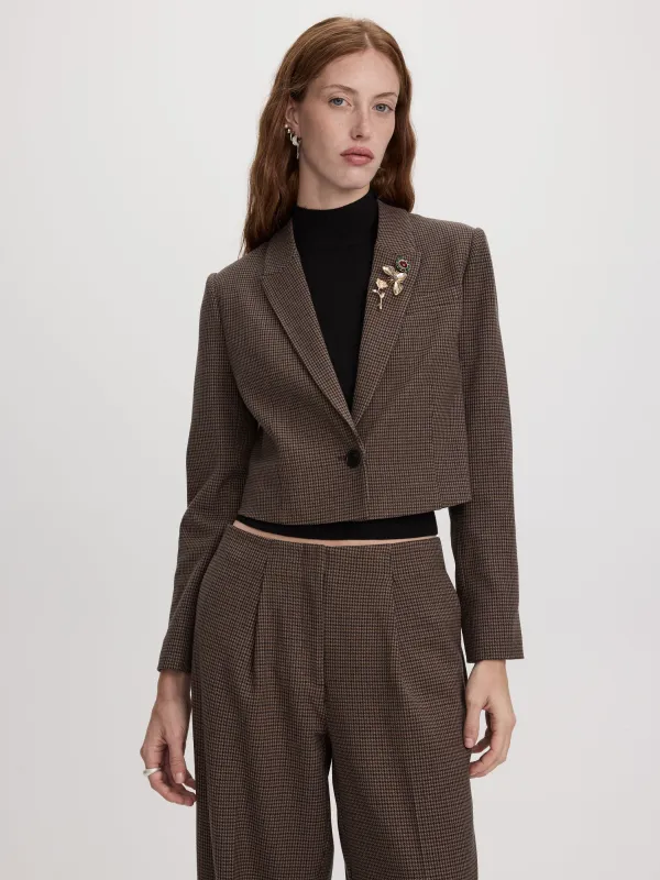 Short One-Button Houndstooth Blazer made by Reitmans