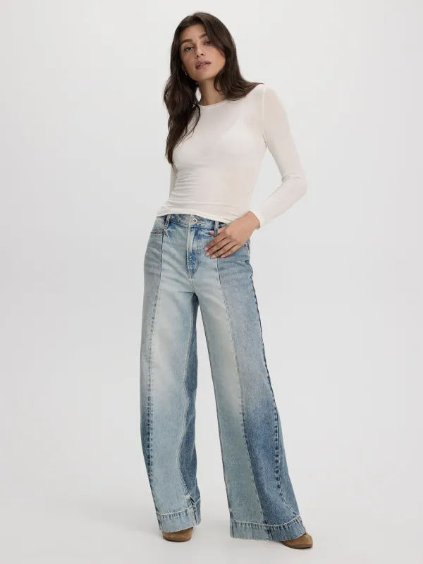 Wide-Leg High-Rise Jean with Elastic Waist made by Reitmans
