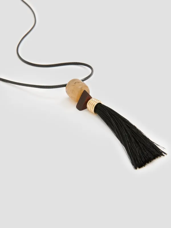 Long Necklace with Fringe Pendant made by Reitmans
