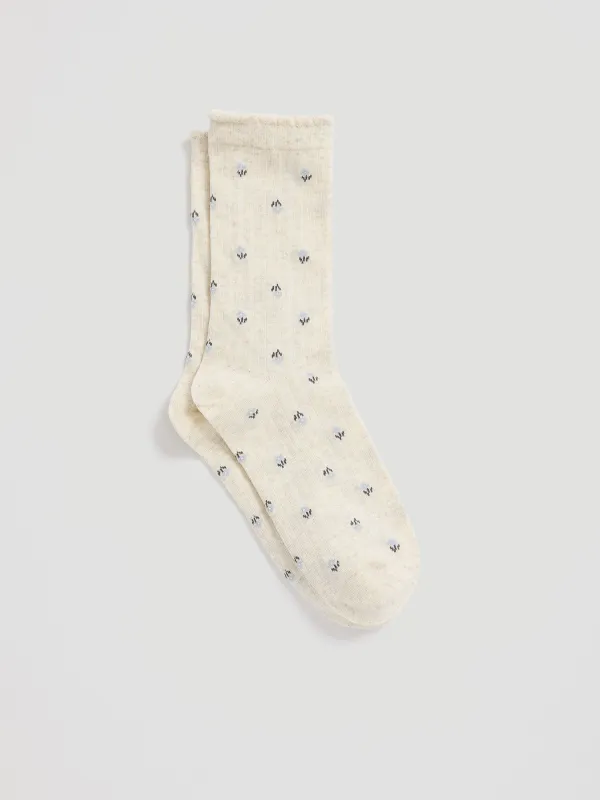 Floral Pointelle Crew Socks made by Reitmans