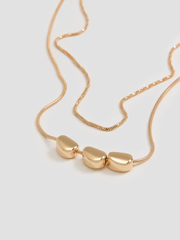 Two-Layer Short Necklace with Pebble Pendants made by Reitmans