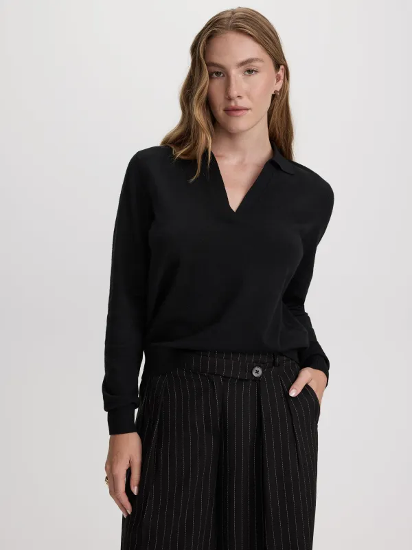Long-Sleeve Sweater with Johnny Collar - R Essentials made by Reitmans