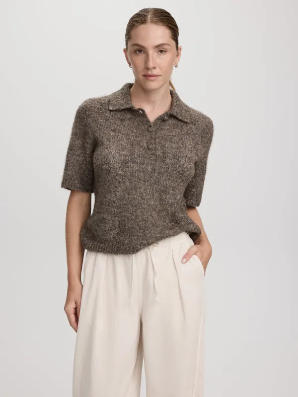 Short-Sleeve Polo Sweater made by Reitmans