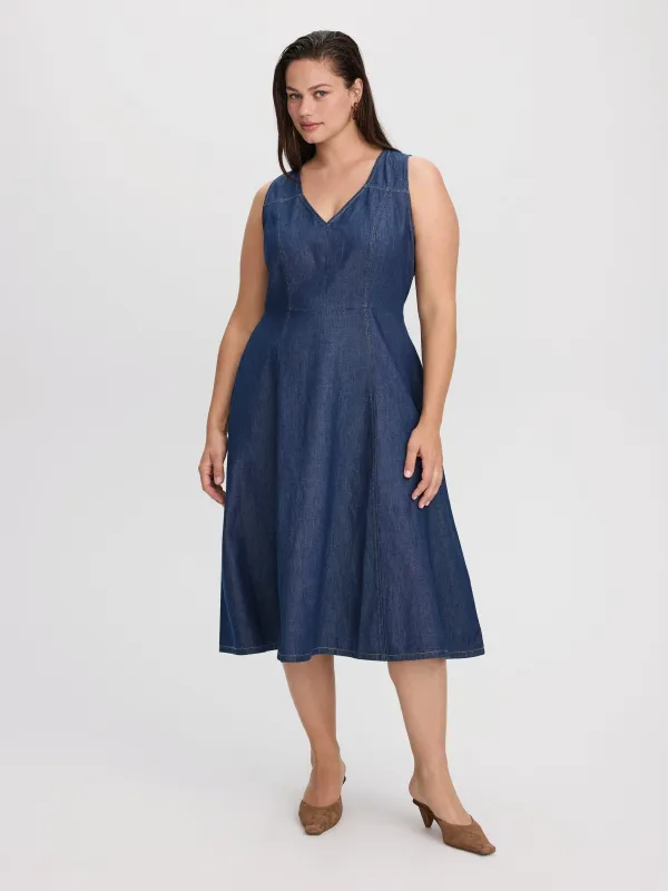 Sleeveless V-Neck Denim Dress made by Reitmans