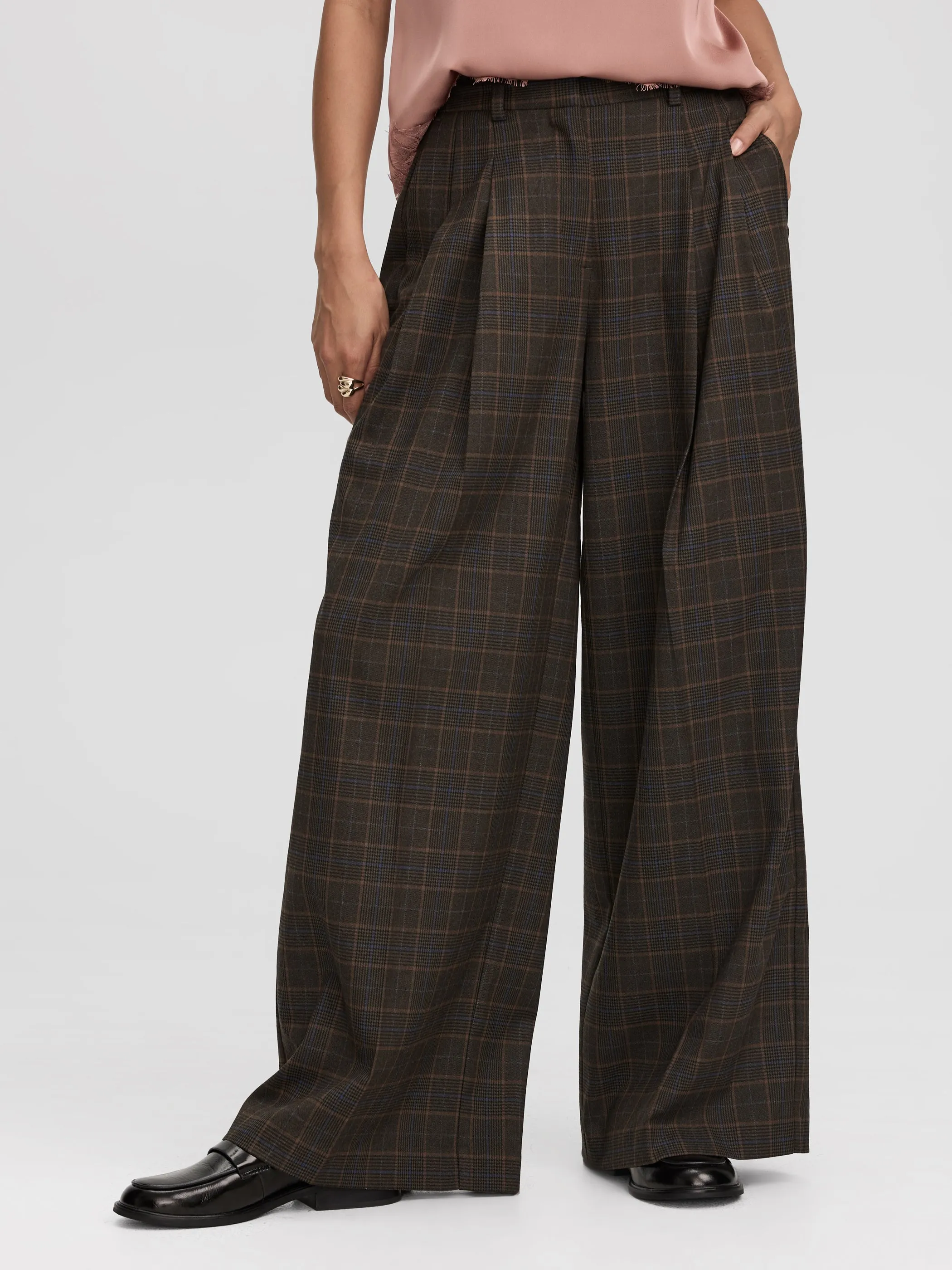 Plaid Wide-Leg High-Rise Pants - The Timeless sold by Reitmans product image thumbnail 2