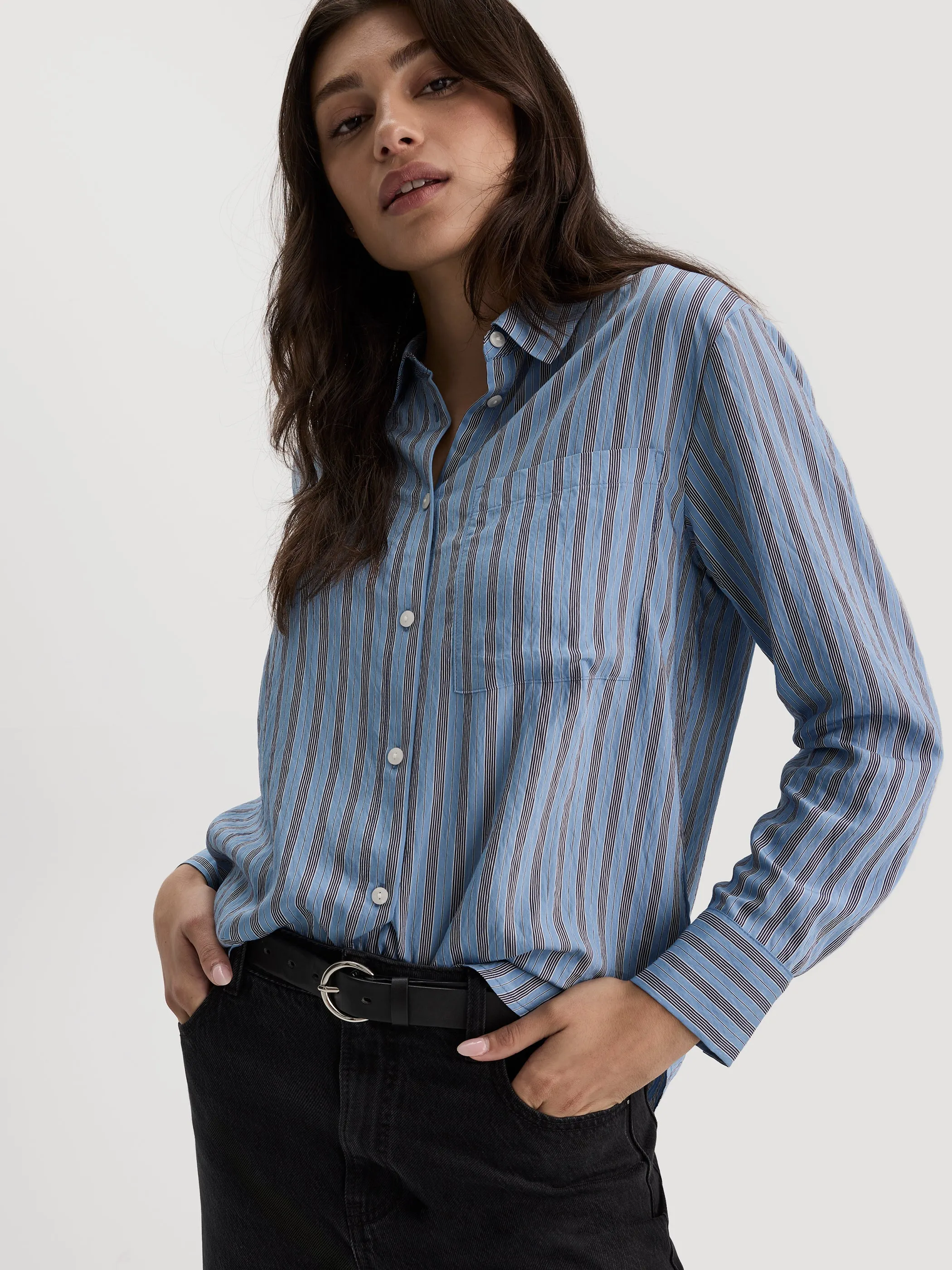 Striped Long-Sleeve Blouse sold by Reitmans product image thumbnail 4