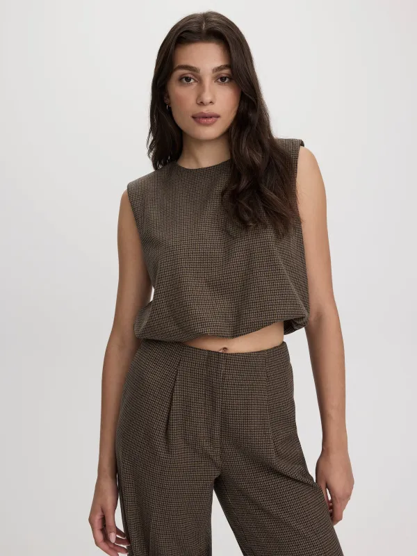 Sleeveless Crew-Neck Blouse with Shoulder Pads made by Reitmans