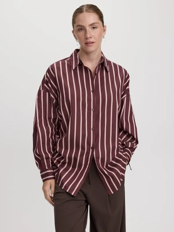 Striped Poplin Blouse with Side Shirrings made by Reitmans