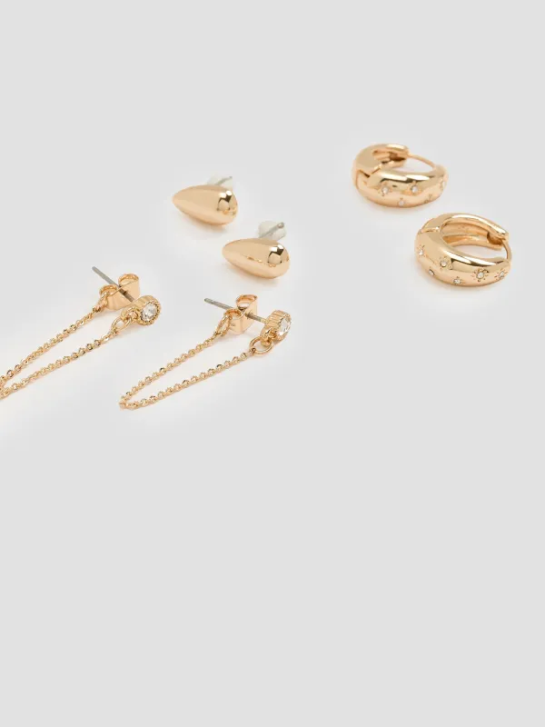 Hoops and Stud Earrings - 3 Pairs made by Reitmans