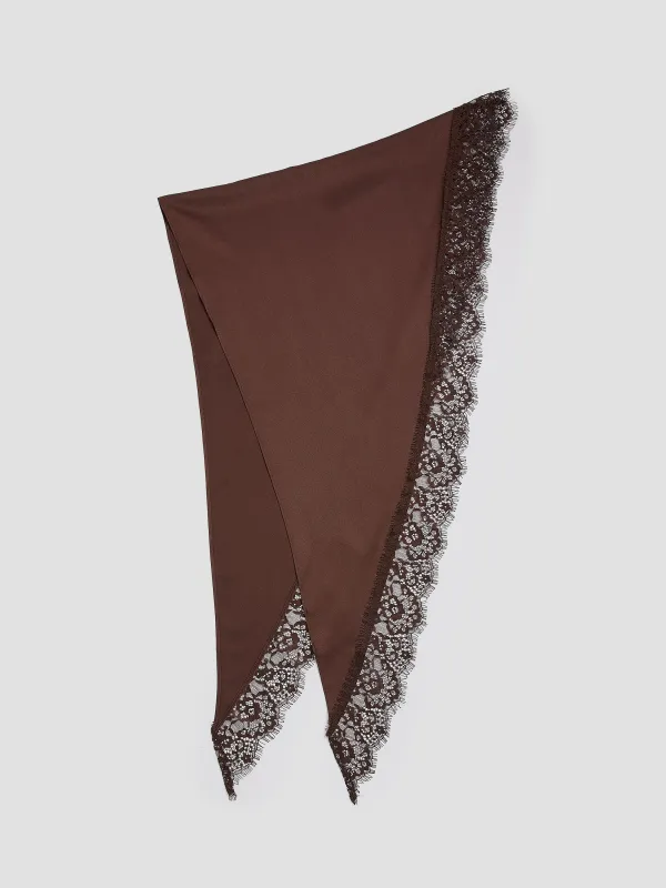 Satin Triangle Scarf with Lace Trim made by Reitmans