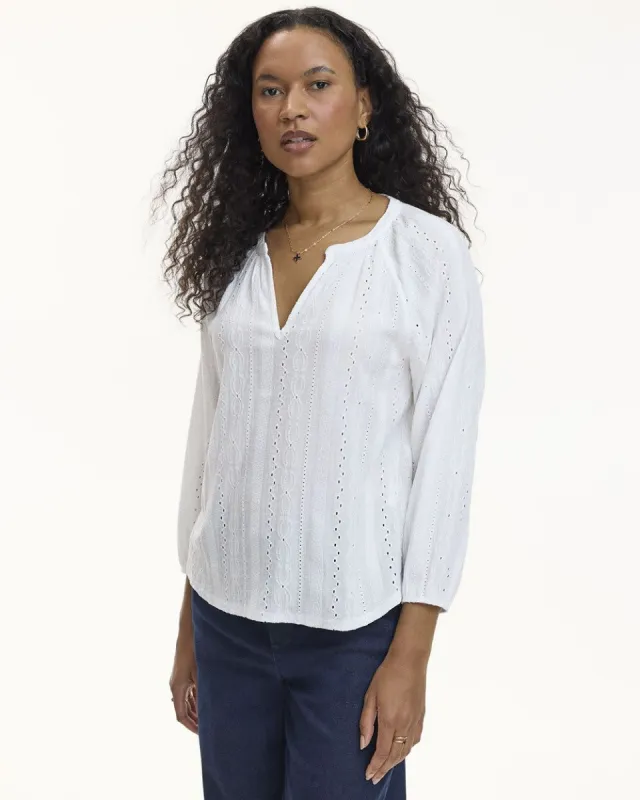 Eyelet Knit Blouse with Split Neckline sold by Reitmans