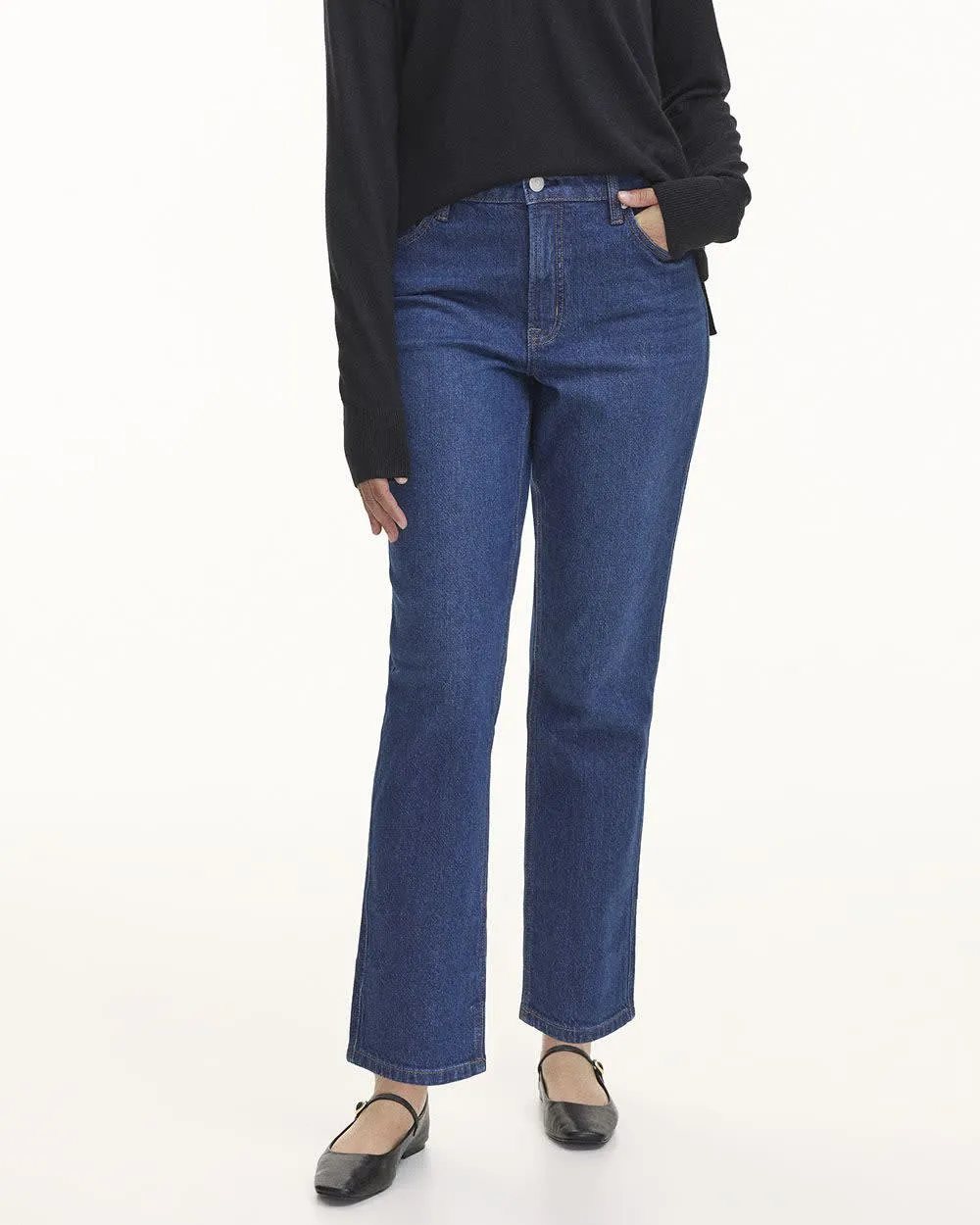 Straight-Leg Mid-Rise Jean - Petite sold by Reitmans