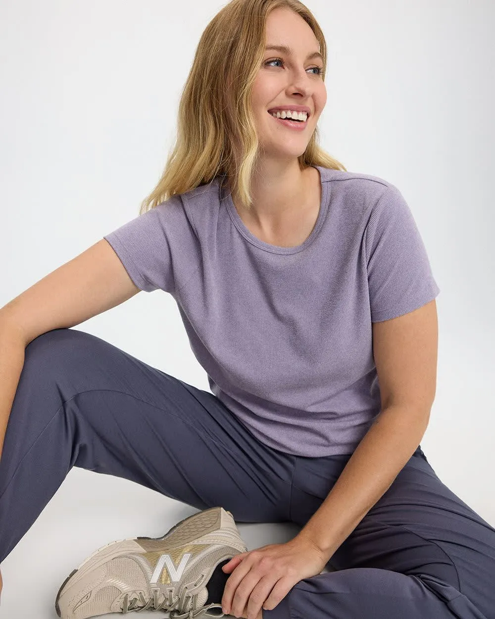 Short-Sleeve Crew-Neck Ribbed Tee - Dry-Lux (R) Hyba sold by Reitmans product image thumbnail 4