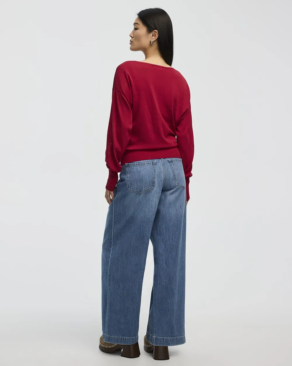 Long-Sleeve V-Neck Boxy Sweater sold by Reitmans product image thumbnail 2