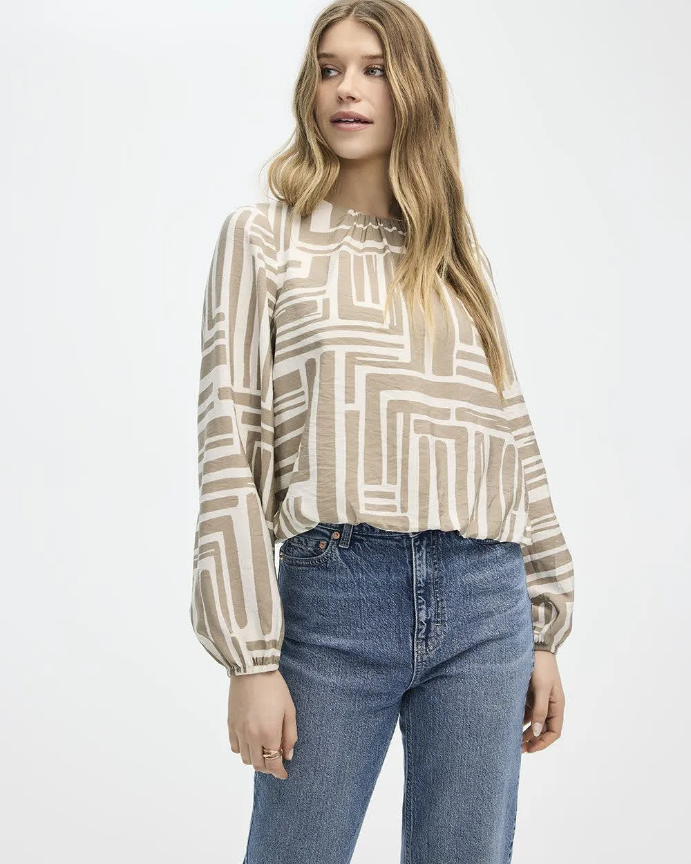 Long-Volume-Sleeve Crew-Neck Blouse sold by Reitmans