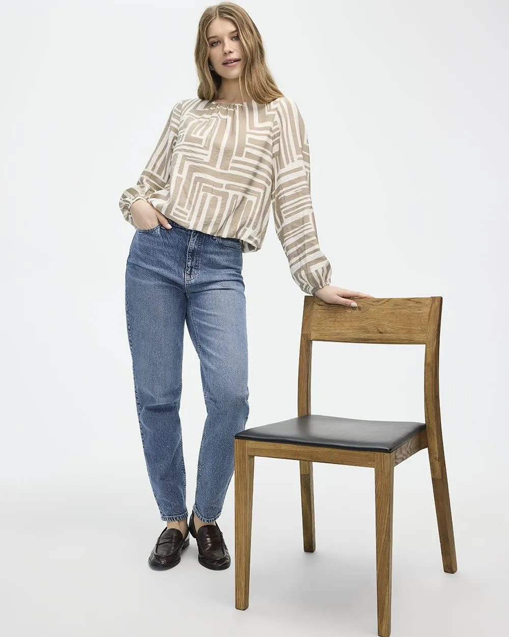 Long-Volume-Sleeve Crew-Neck Blouse sold by Reitmans product image thumbnail 3