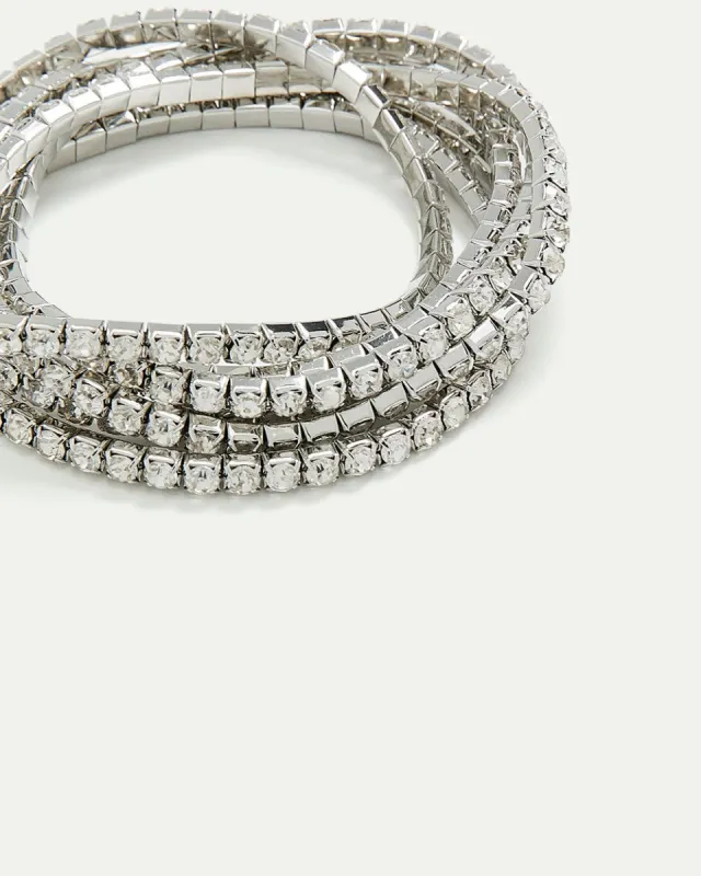 Elastic Bracelets with Coloured Stones - Set of 6 sold by Reitmans