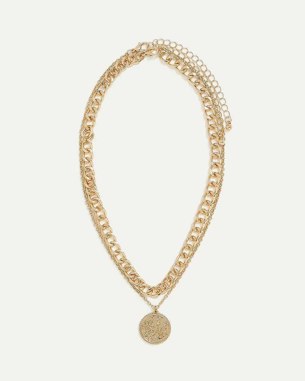 Short Double-Chain Necklace with Disc Pendant sold by Reitmans product image thumbnail 2