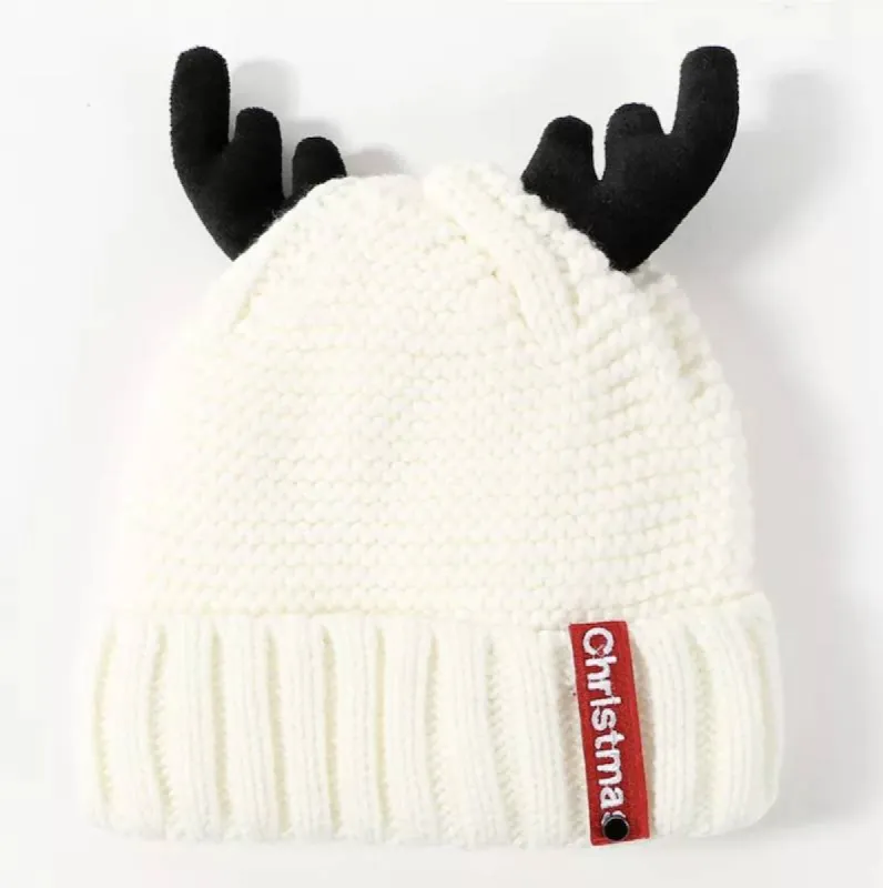 Cute White beanie hat with antlers- Don't AsK sold by Reitmans