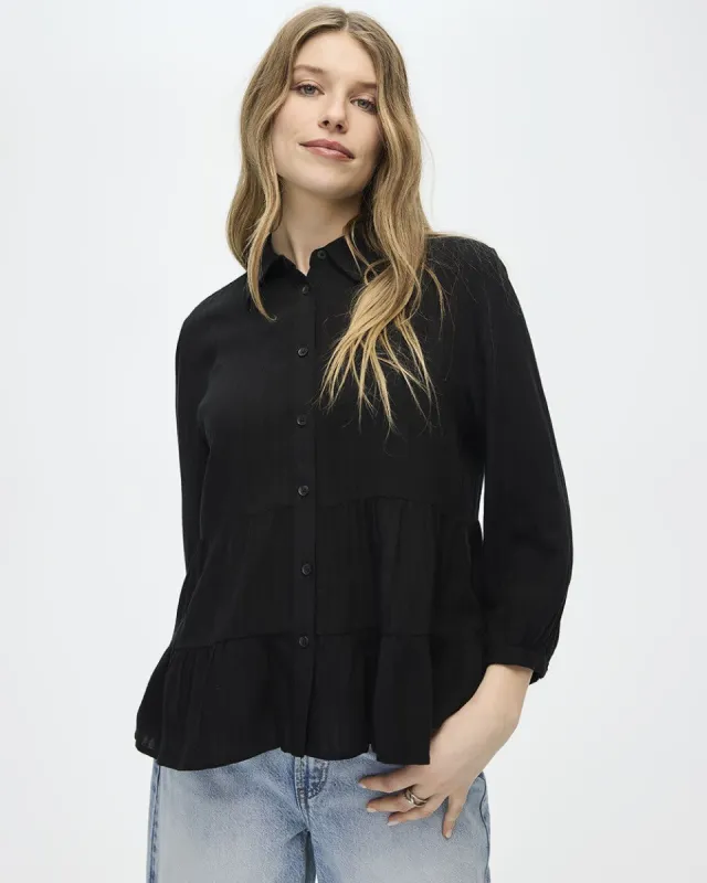 Long-Sleeve Buttoned-Down Peplum Blouse sold by Reitmans