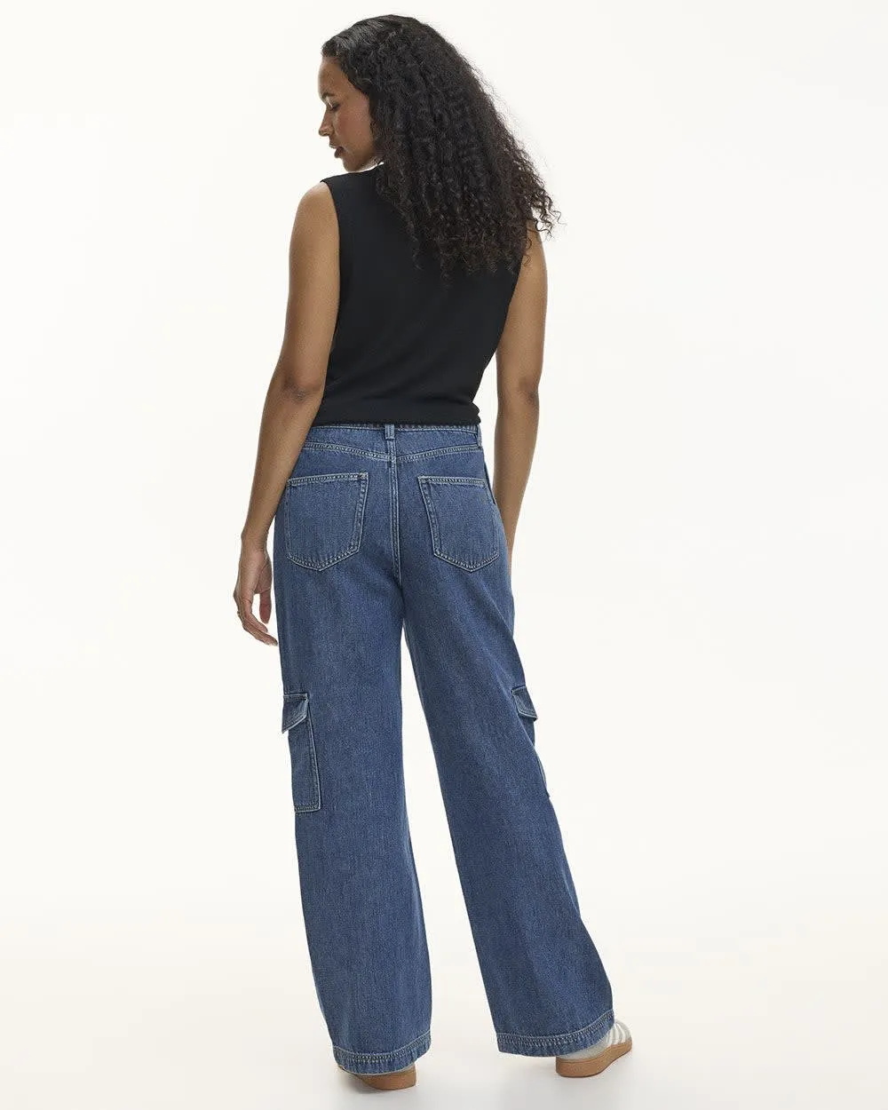 Wide-Leg High-Rise Cargo Denim Pant sold by Reitmans product image thumbnail 2
