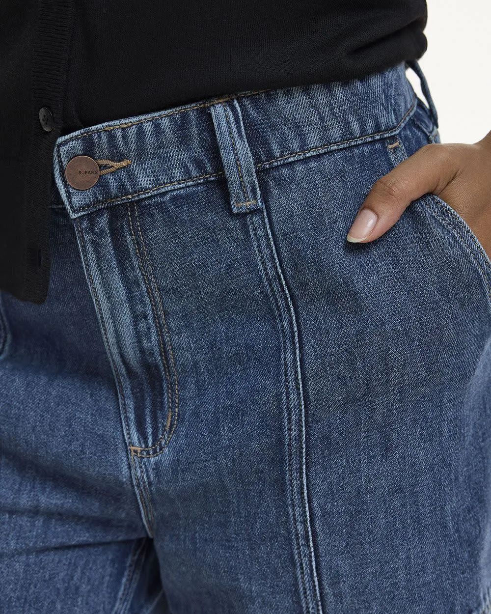 Wide-Leg High-Rise Cargo Denim Pant sold by Reitmans product image thumbnail 5