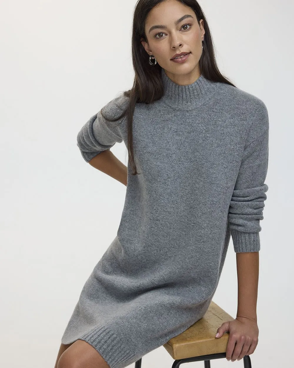 Long-Sleeve Shift Dress with Mock Neckline sold by Reitmans product image thumbnail 3