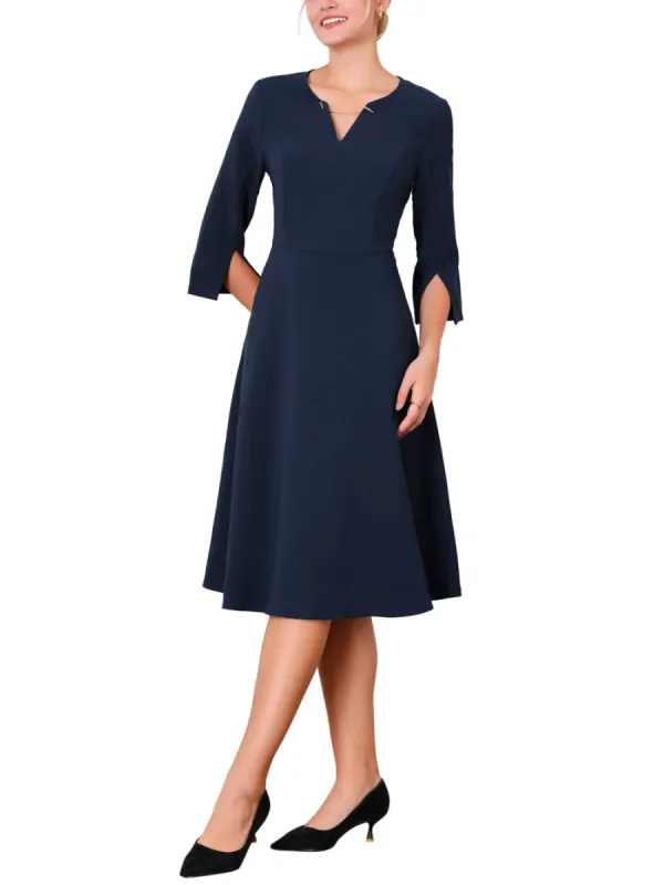 Hobemty - V-Neck 3/4 Sleeve A-Line Midi Dress sold by Reitmans