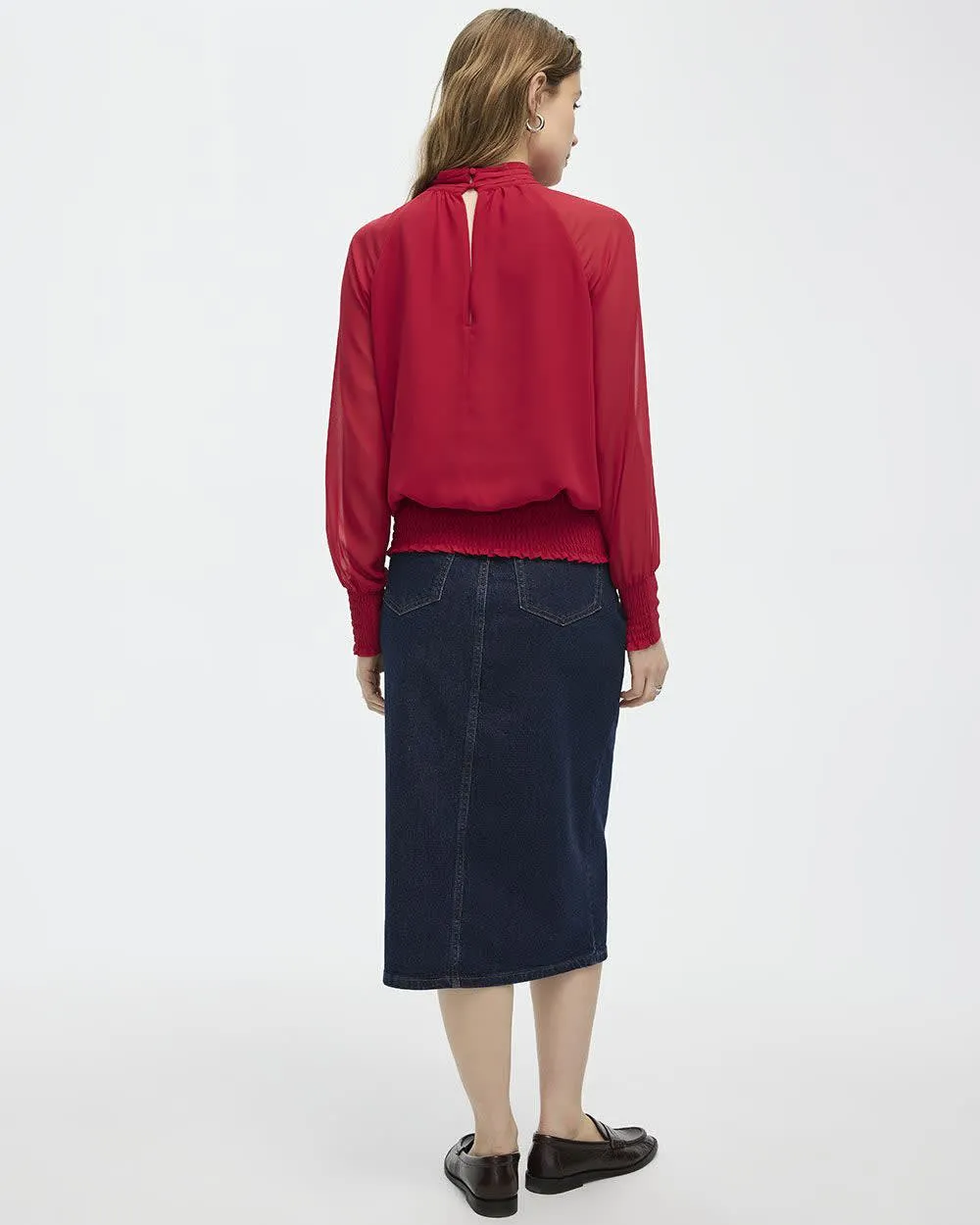 Long-Sleeve Mock-Neck Loose Blouse sold by Reitmans product image thumbnail 2