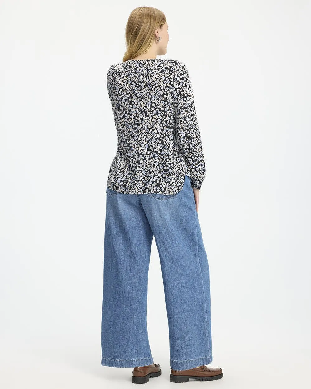 Long-Sleeve Crew-Neck Blouse with Pintucks sold by Reitmans product image thumbnail 2