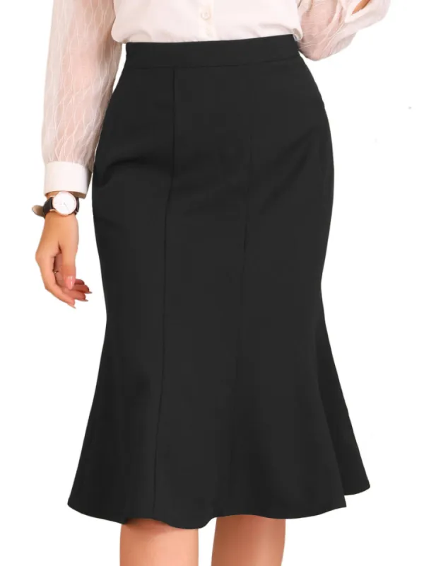Allegra K - High Waist Ruffle Hem Fishtail Midi Skirt sold by Reitmans
