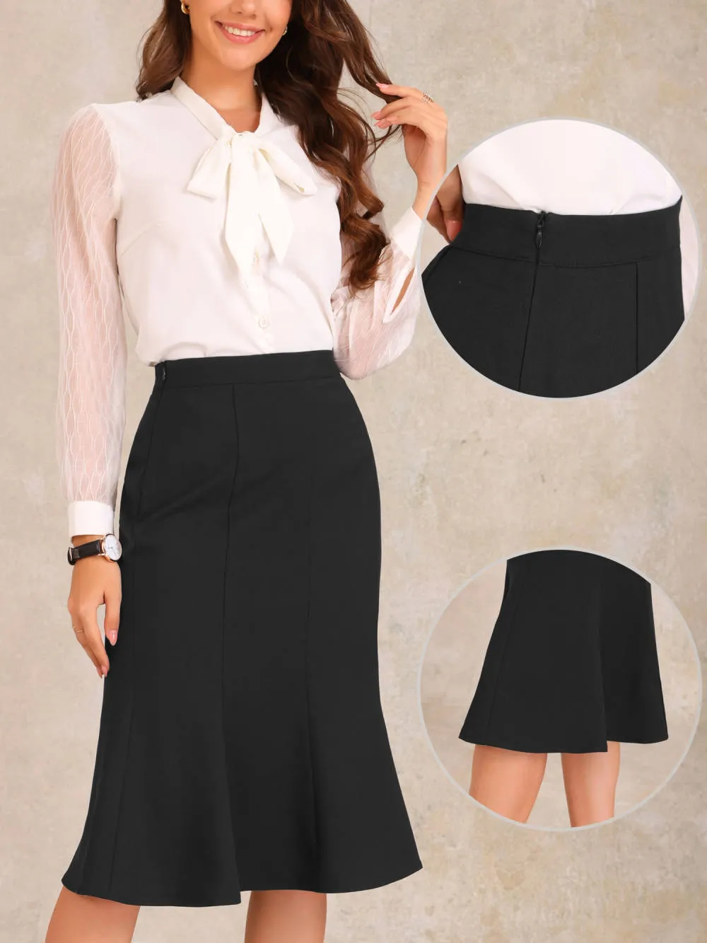Allegra K - High Waist Ruffle Hem Fishtail Midi Skirt sold by Reitmans product image thumbnail 2