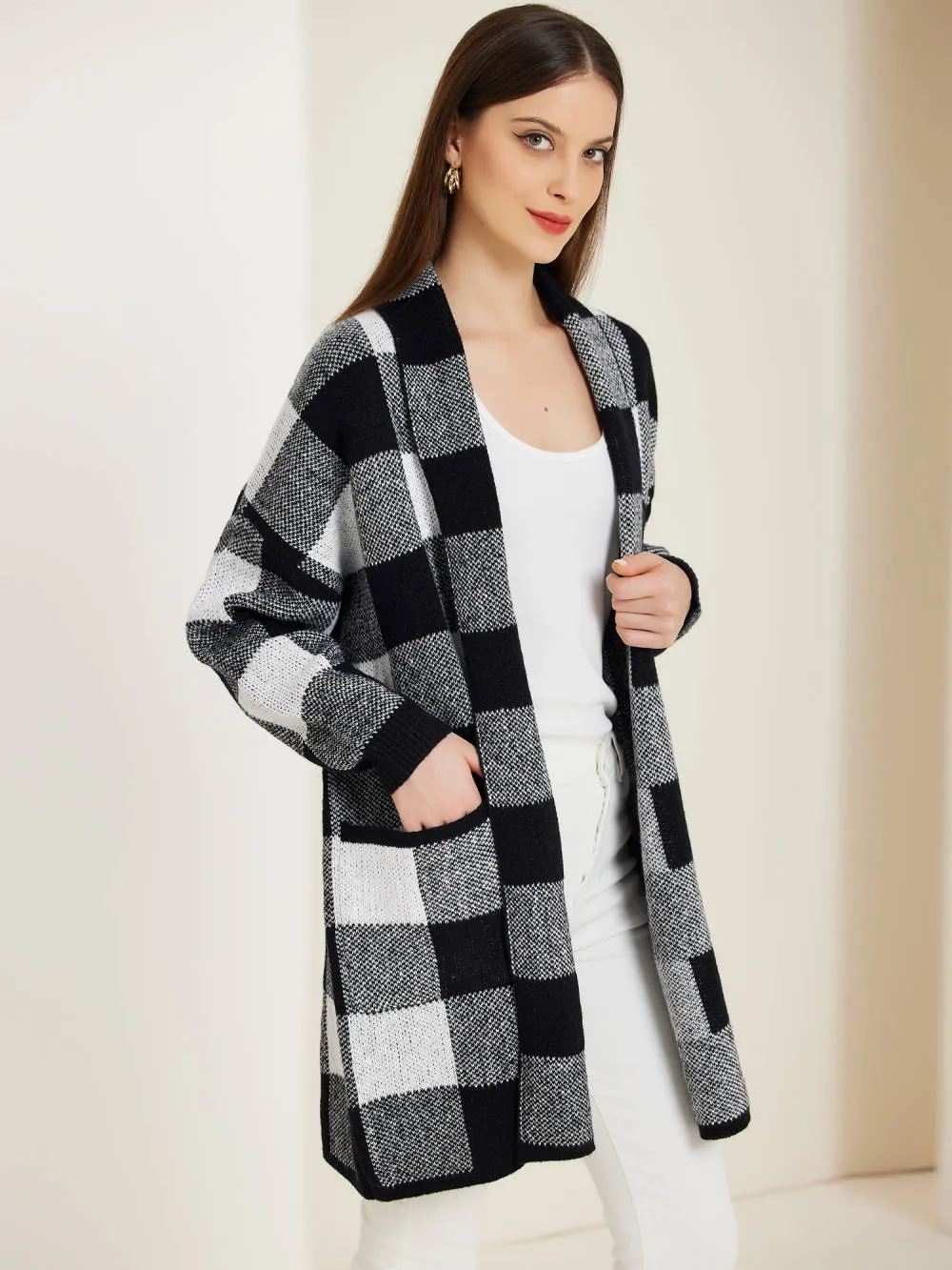Allegra K - Plaid Open Front Sweater Cardigan sold by Reitmans product image thumbnail 3