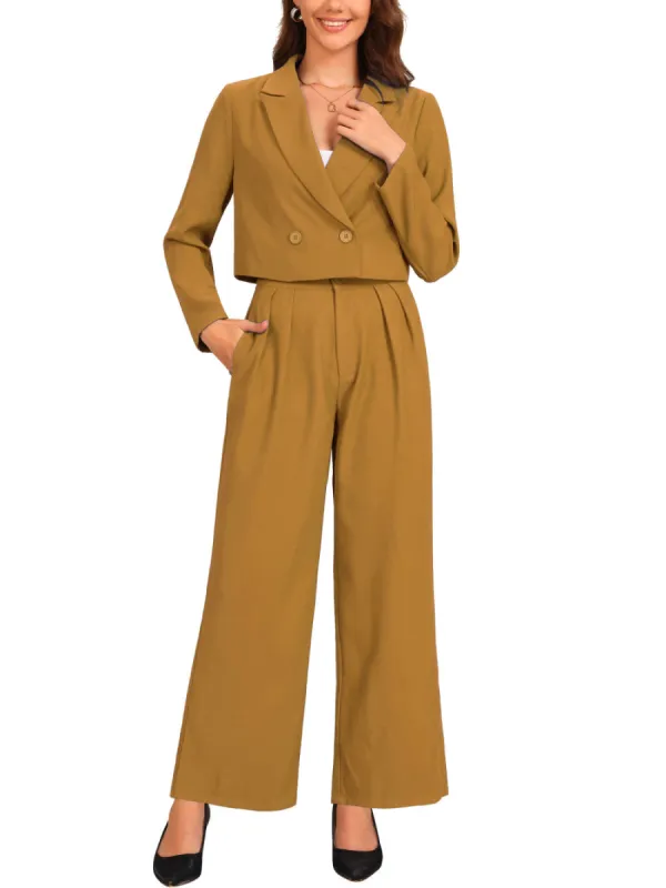 Allegra K - Long Sleeve Cropped Blazer Pant Suit sold by Reitmans