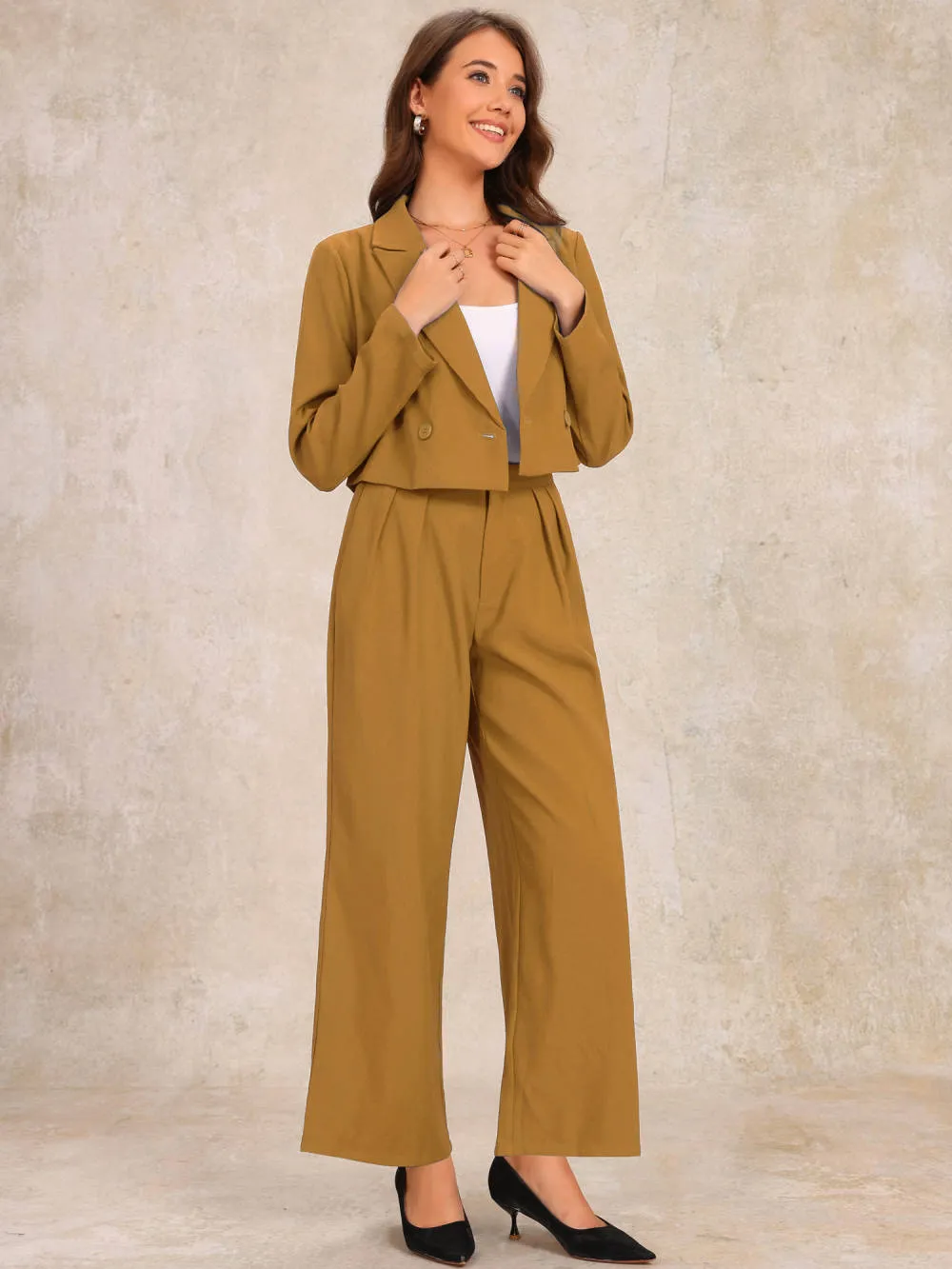 Allegra K - Long Sleeve Cropped Blazer Pant Suit sold by Reitmans product image thumbnail 3
