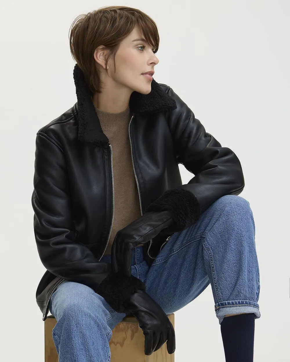 Faux Leather Jacket with Shearling Lining sold by Reitmans product image thumbnail 3