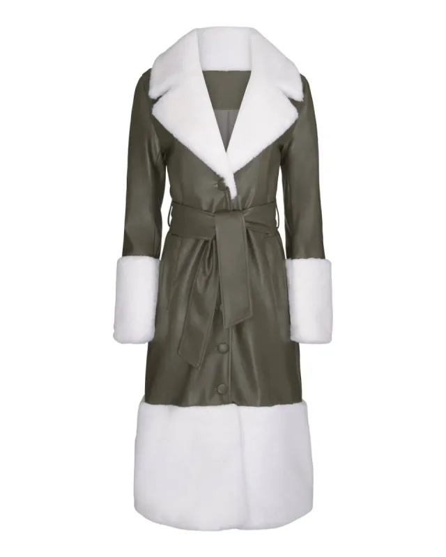 Hilary MacMillan- Contrast Faux Fur Trimmed Coat sold by Reitmans