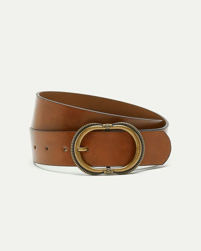 Faux Leather Belt with Oval Buckle sold by Reitmans