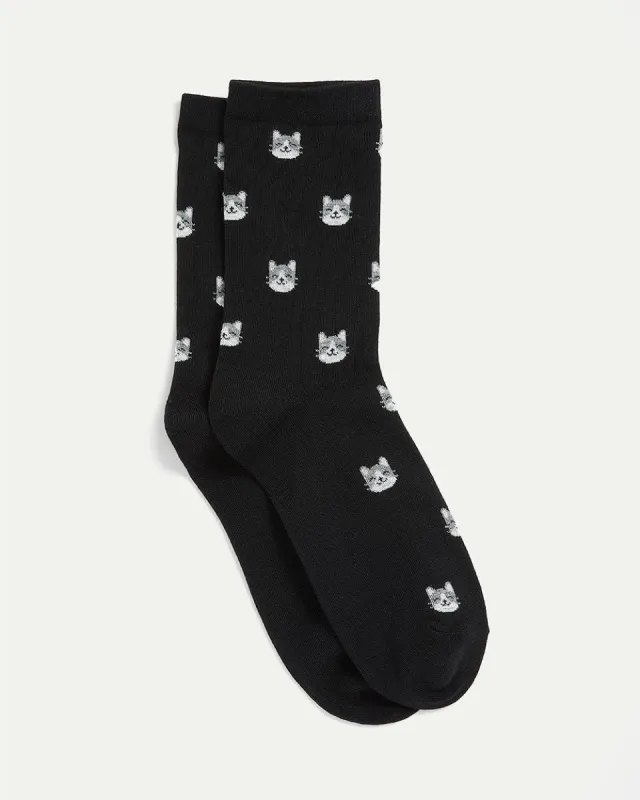 Cotton Crew Socks with Cats sold by Reitmans
