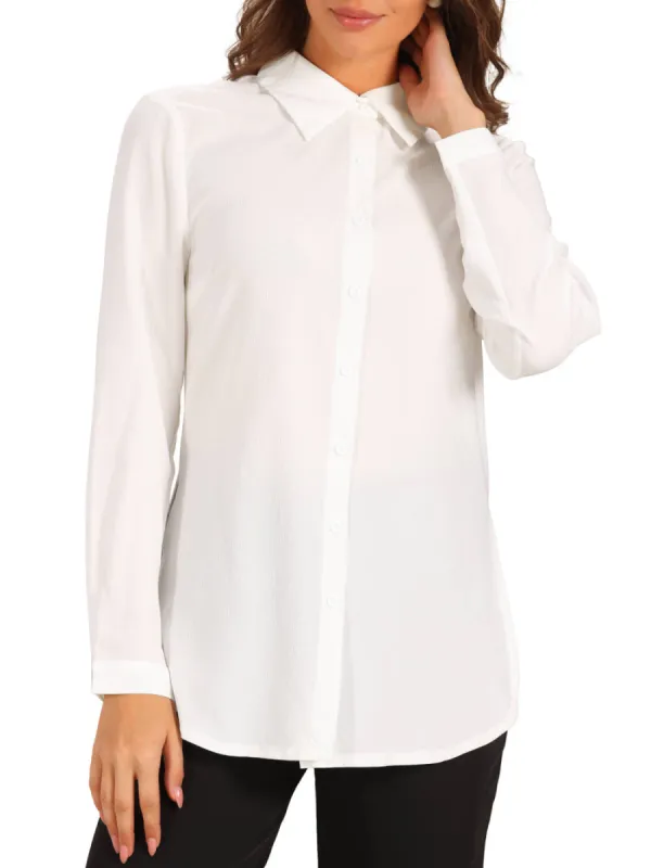 Allegra K - Long Sleeve Side Slit Button Down Shirt sold by Reitmans
