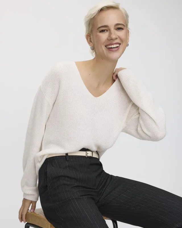 Cashmere-Blend V-Neck Sweater sold by Reitmans